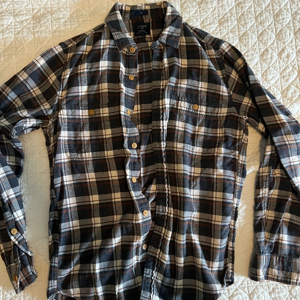 J•Crew slim fit flannel in brown plaid